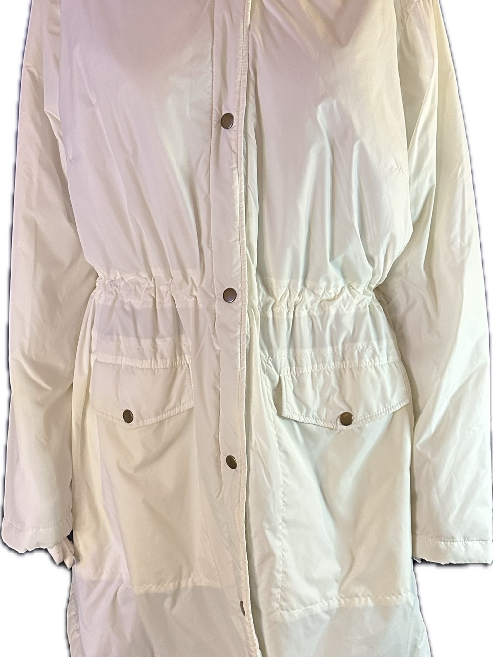 JustFab Cream White Lightweight Trench-Style Jacket